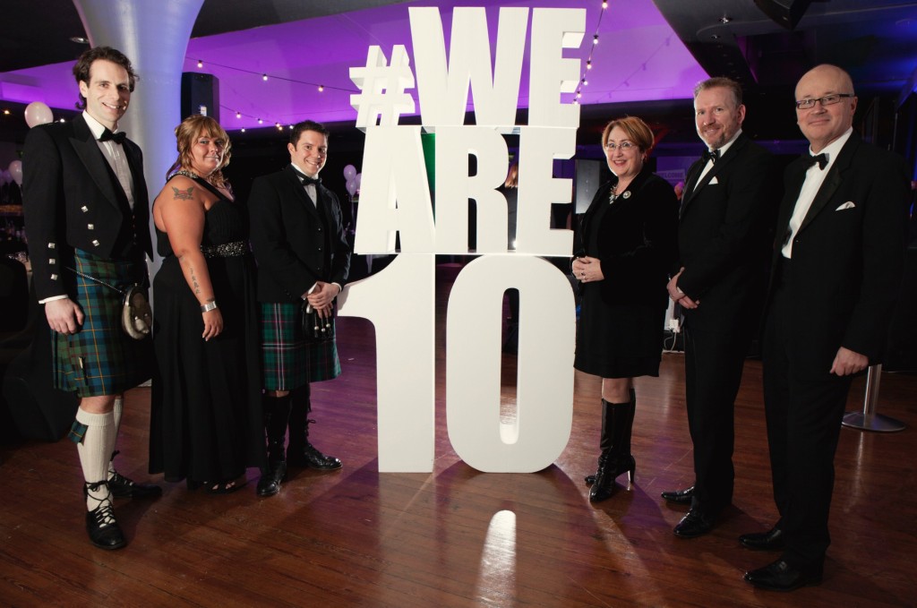 Speakers at the 10th Anniversary Dinner (L-R): Mark Beaumont, Natashofa Easton, Paul Reddish, Annabelle Ewing, Andy Nicol and Ian McAteer.