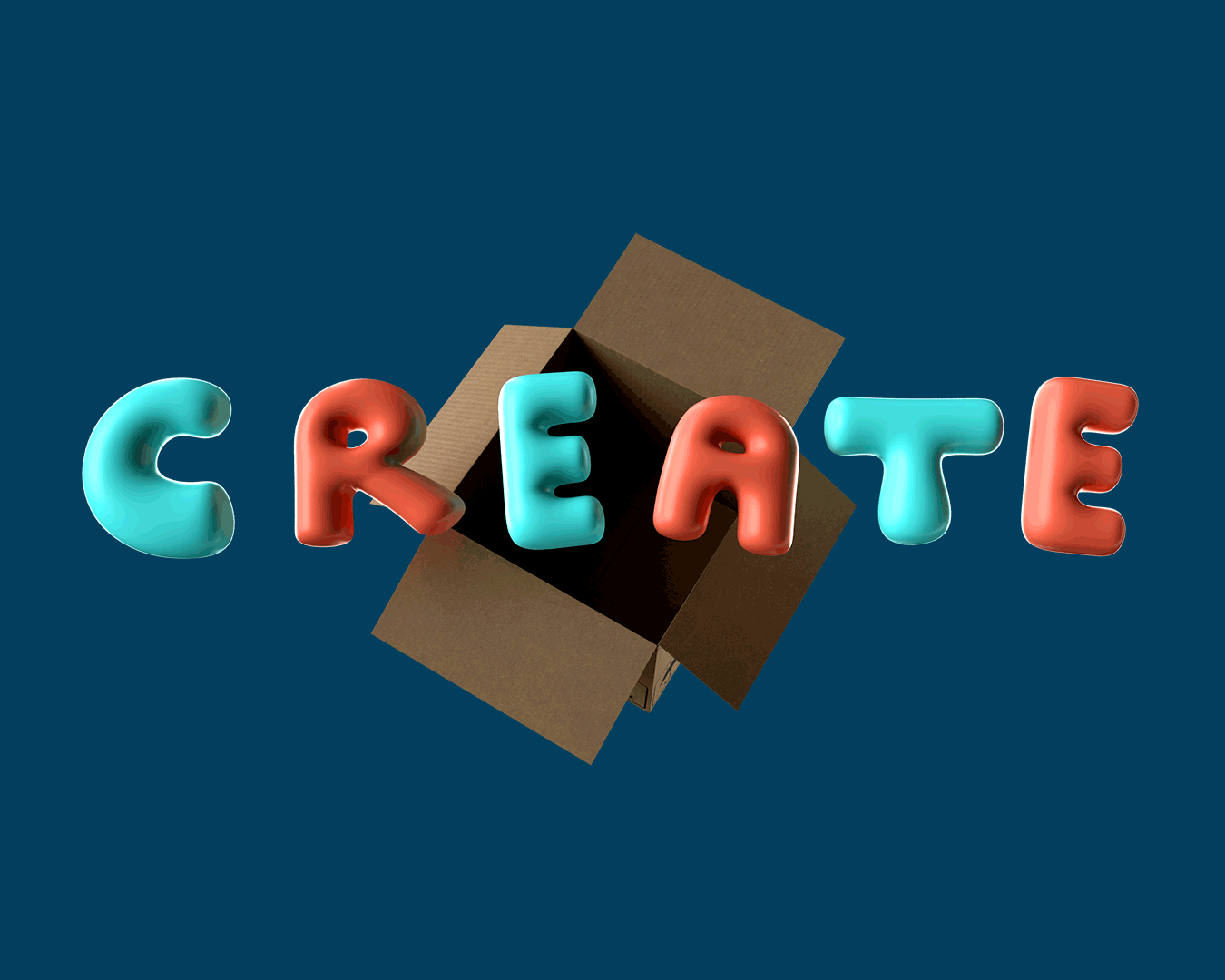 the word create coming out of a box