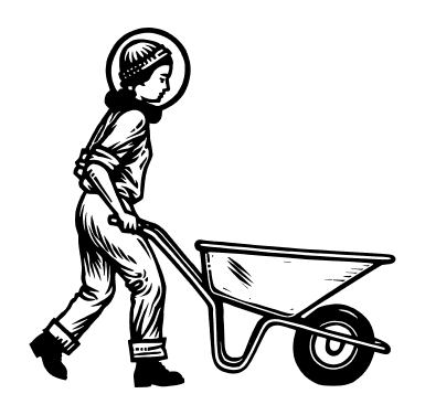 Farmer with wheelbarrow illustration