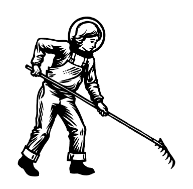 Farmer with fork illustration