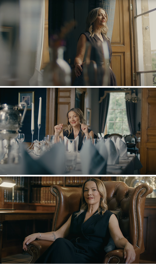 Pictures of a woman in various locations at the Royal Scots Club