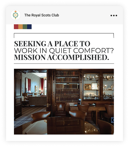Ad for Royal Scots Club, meeting room