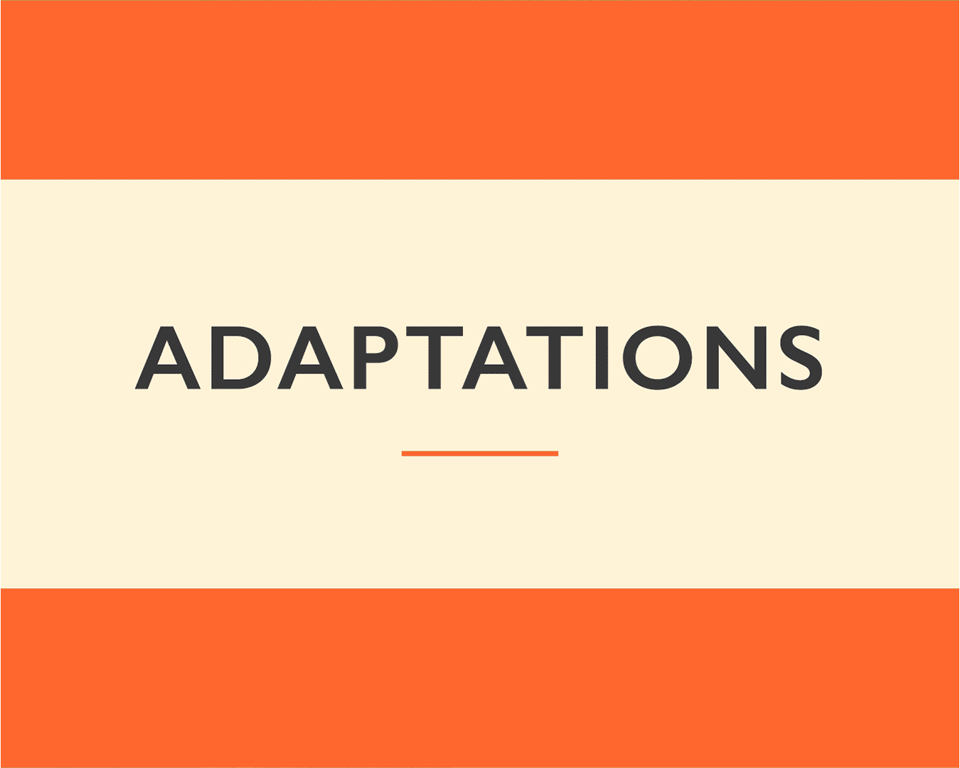 gif of the word adaptations in different familiar scenes - e.g. penguin books, simpsons title card